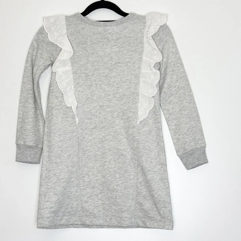 New Gap Long Sleeve Ruffle Sweater Dress Girl's Size 6-7 Small
